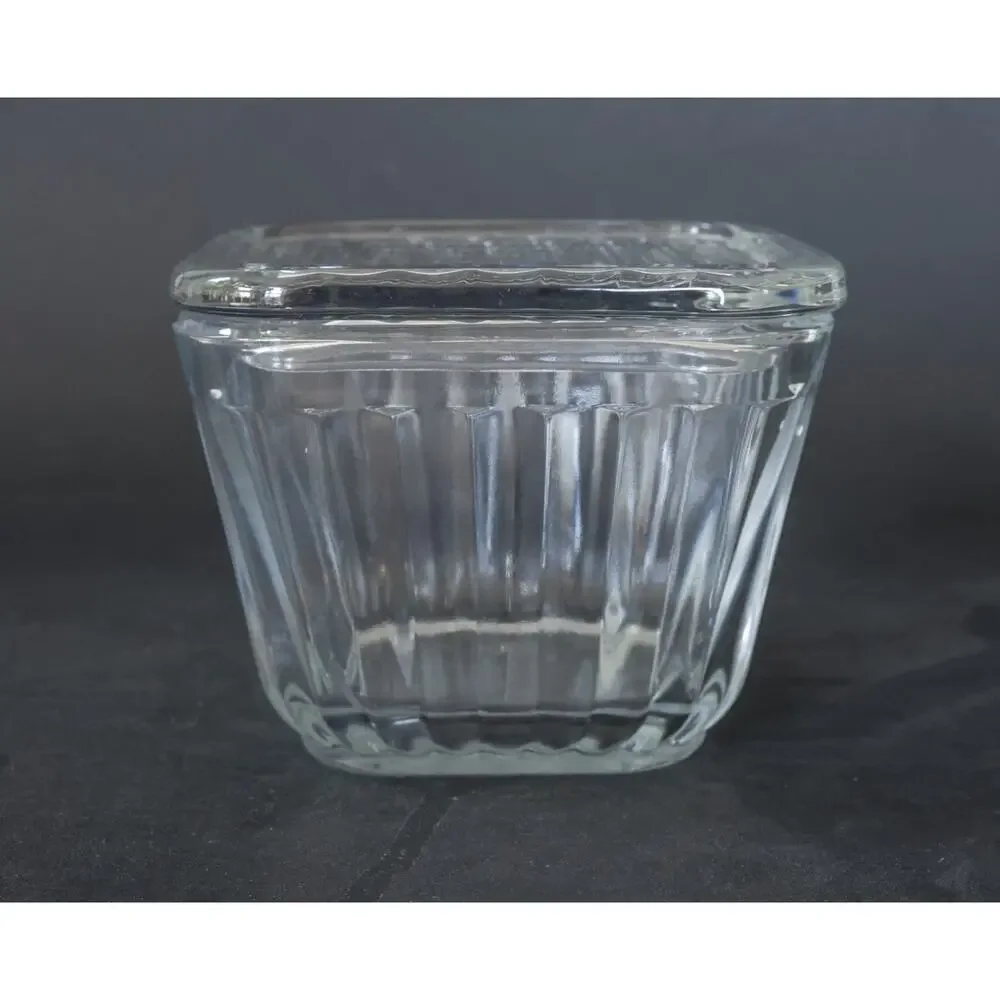 Vintage 2003 Anchor Hocking Square Ribbed Refrigerator Dish Retro Cottage Farm